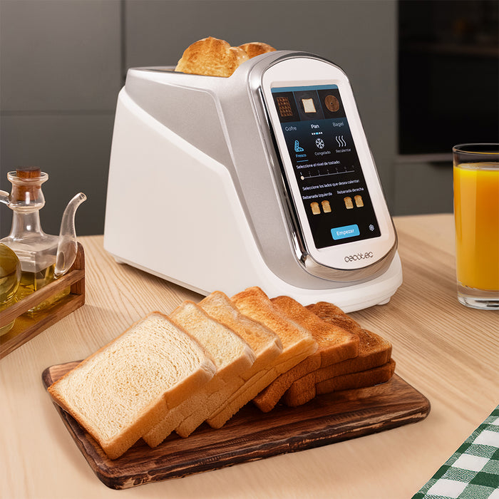 Prăjitor de pâine vertical Cecotec ToastPad Double Connected, 1400 W, 7 trepte, alb