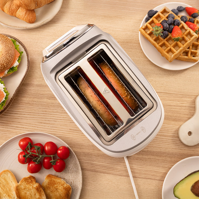 Prăjitor de pâine vertical Cecotec ToastPad Double Connected, 1400 W, 7 trepte, alb