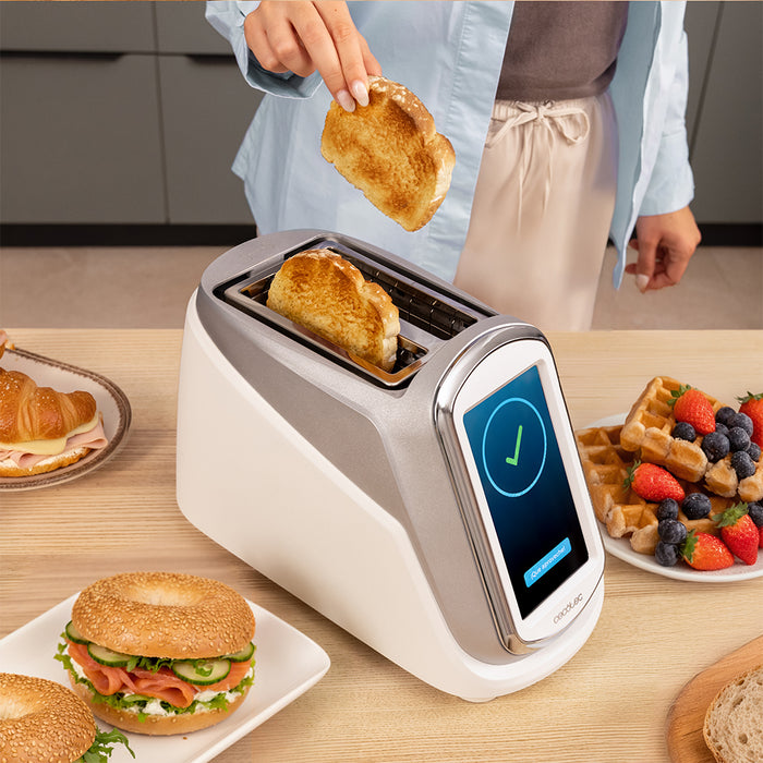 Prăjitor de pâine vertical Cecotec ToastPad Double Connected, 1400 W, 7 trepte, alb
