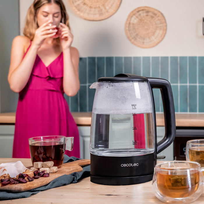 Fierbător electric Cecotec ThermoSense 320 Clear, 1,7 l, 2200 W, sticlă borosilicată