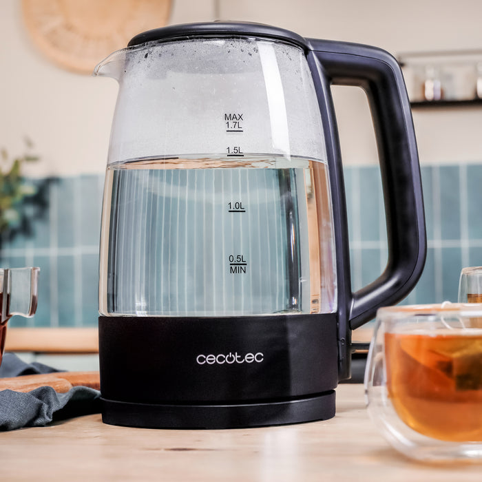 Fierbător electric Cecotec ThermoSense 320 Clear, 1,7 l, 2200 W, sticlă borosilicată