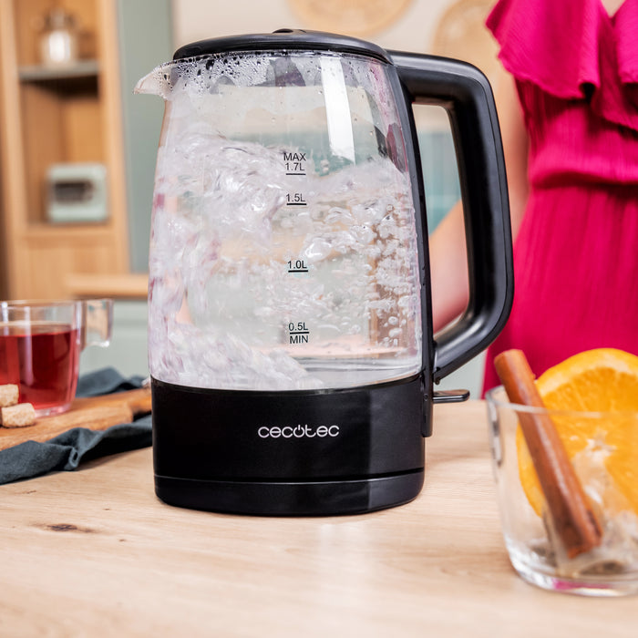 Fierbător electric Cecotec ThermoSense 320 Clear, 1,7 l, 2200 W, sticlă borosilicată