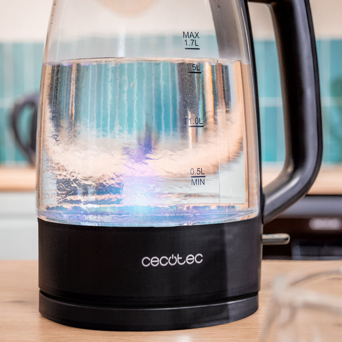 Fierbător electric Cecotec ThermoSense 320 Clear, 1,7 l, 2200 W, sticlă borosilicată