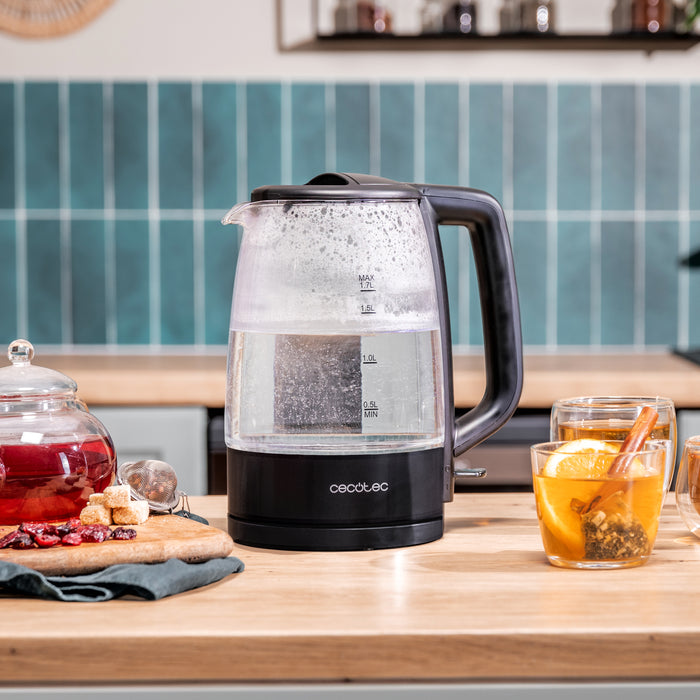 Fierbător electric Cecotec ThermoSense 320 Clear, 1,7 l, 2200 W, sticlă borosilicată