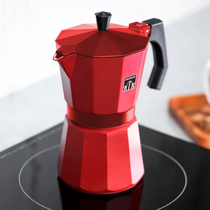 Cafetieră italiană Cecotec Mokclassic 300 Red, 150 ml, 3 cești, aluminiu, roșie