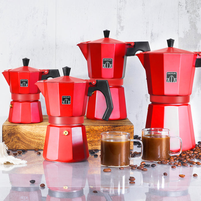 Cafetieră italiană Cecotec Mokclassic 300 Red, 150 ml, 3 cești, aluminiu, roșie