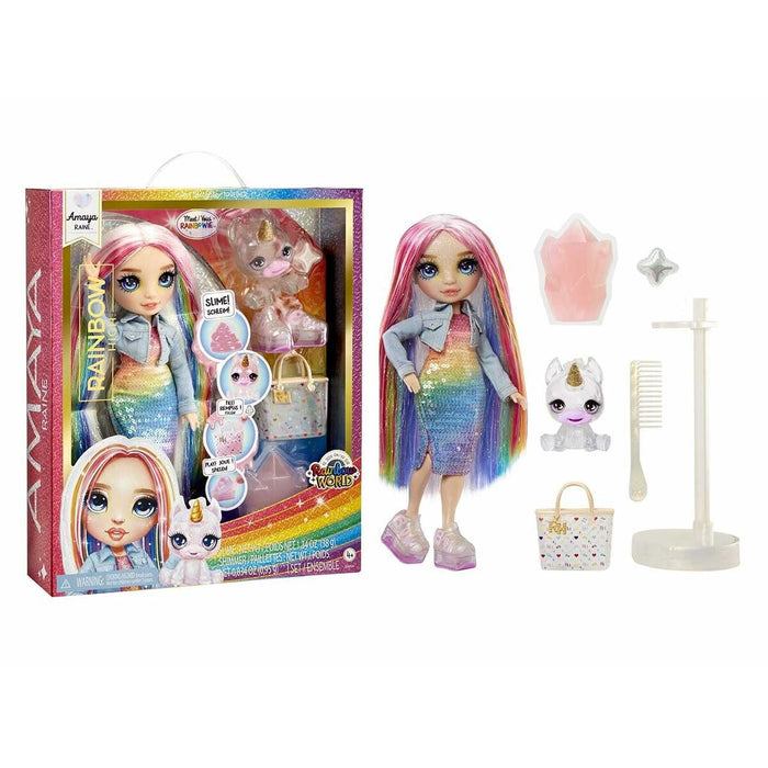 Păpușă cu animal de companie MGA Amaya Rainbow World  22 cm Articulată