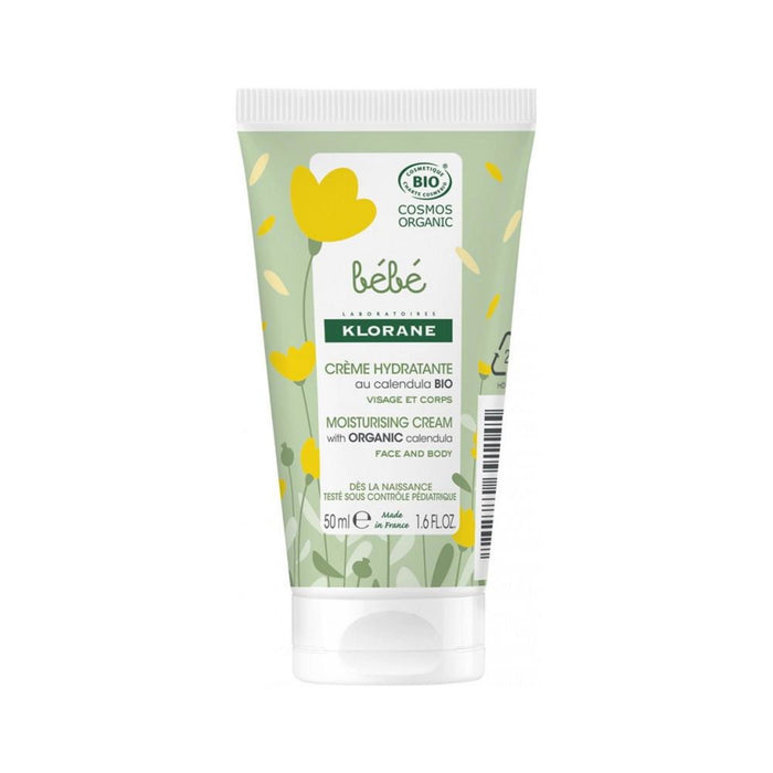 Cremă hidratantă Klorane Bébé, cu gălbenele bio, pentru față și corp, 50 ml