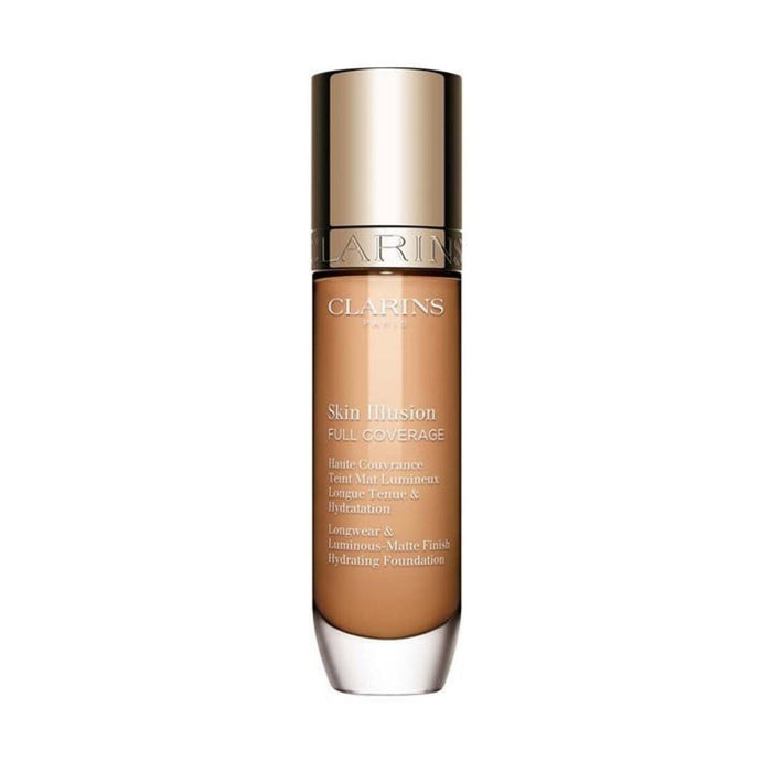 Fond de ten lichid Clarins Skin Illusion Full Coverage, acoperire mare, finisaj luminos, nuanța 108.5W, 30 ml