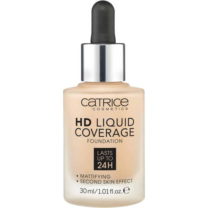 Fond de ten lichid Catrice HD Liquid Coverage, matifiant, nuanța 30 Bej nisip, 30 ml