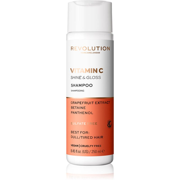 Șampon Revolution Haircare Vitamin C Shine & Gloss, pentru păr tern și obosit, fără sulfați, 250 ml