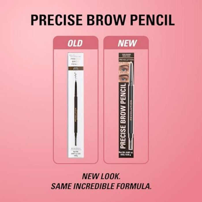 Creion pentru sprâncene Makeup Revolution Precise Brow, cu perie 2-în-1, nuanța Abanos, 0,05 g