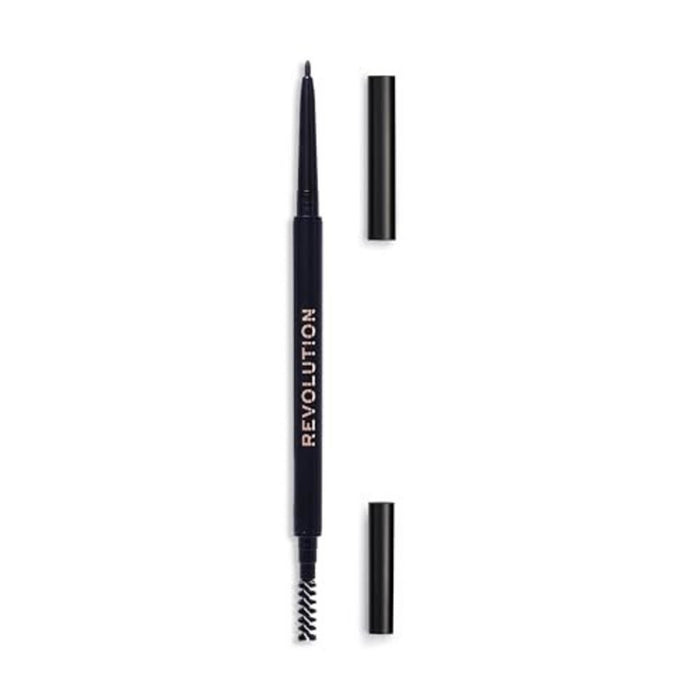 Creion pentru sprâncene Makeup Revolution Precise Brow, cu perie 2-în-1, nuanța Abanos, 0,05 g