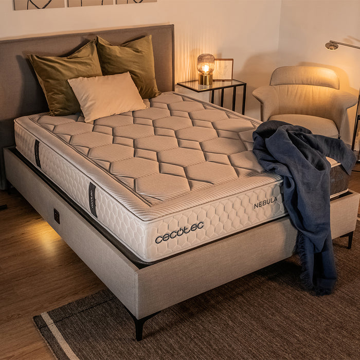 Saltea hibridă Cecotec Flow Select Nebula 200x200, 200 × 200 cm, arcuri împachetate individual, spumă cu memorie