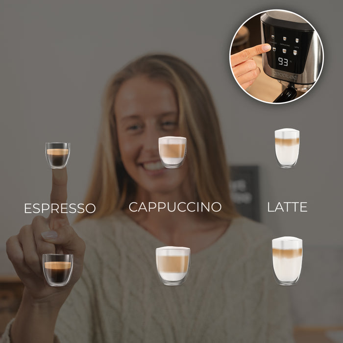 Espressor semiautomat Cecotec Power Espresso 20 Cream, 1350 W, 20 bar, rezervor de 1 l, inox