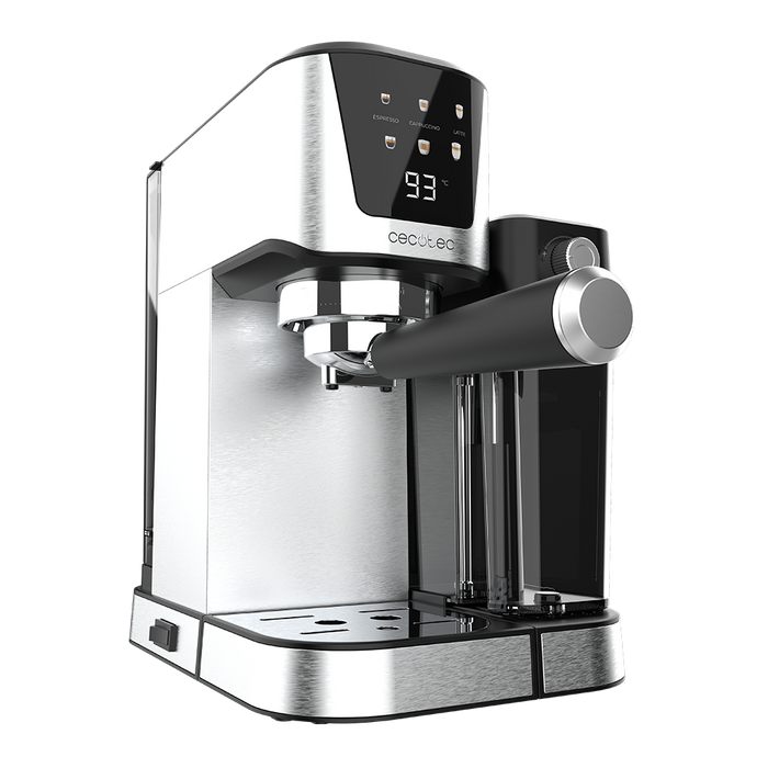 Espressor semiautomat Cecotec Power Espresso 20 Cream, 1350 W, 20 bar, rezervor de 1 l, inox