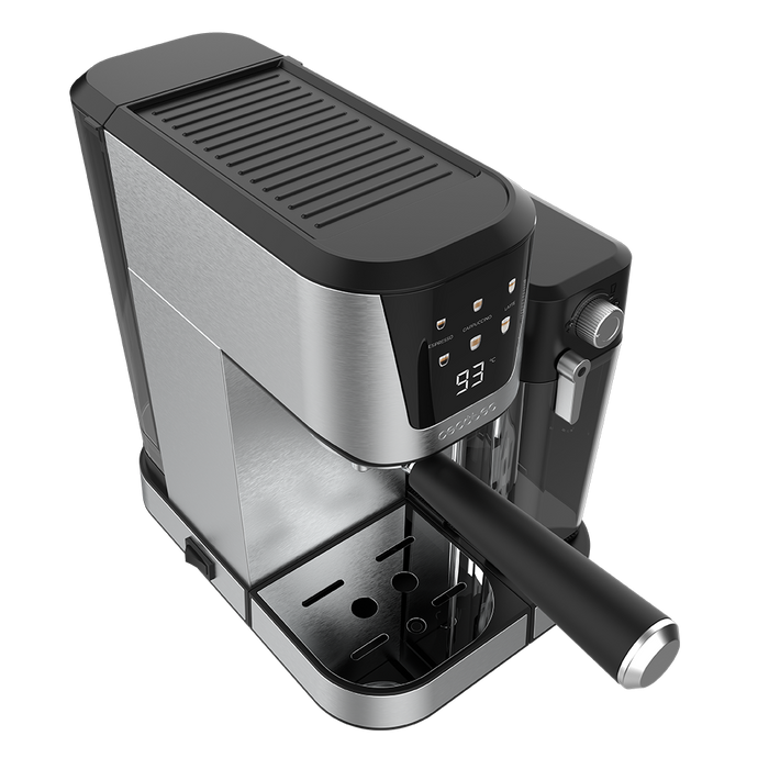 Espressor semiautomat Cecotec Power Espresso 20 Cream, 1350 W, 20 bar, rezervor de 1 l, inox