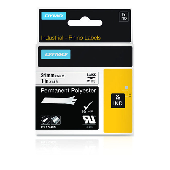 Bandă Laminată Dymo ID1-24 Negru Negru/Alb Multicolor