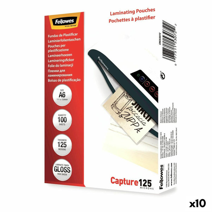 Laminating Pouches Fellowes 100 Piese Transparent A6 (10 Unități)
