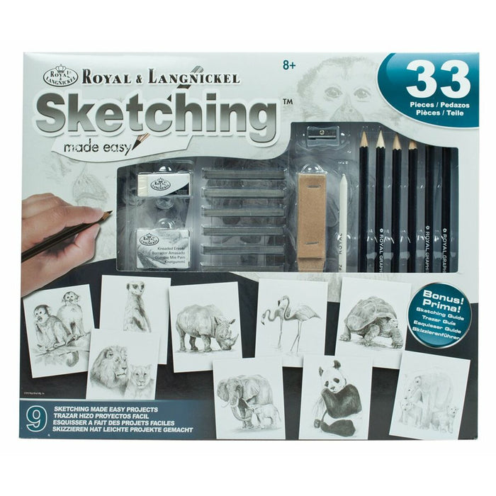 Set pentru desen Royal & Langnickel SKETCHING MADE EASY 33 Piese