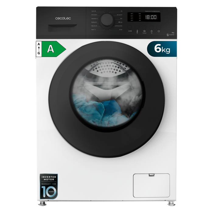 Mașină de spălat rufe Cecotec Bolero DressCode 6150 Inverter A, 6 kg, 1000 rpm, clasa A, albă