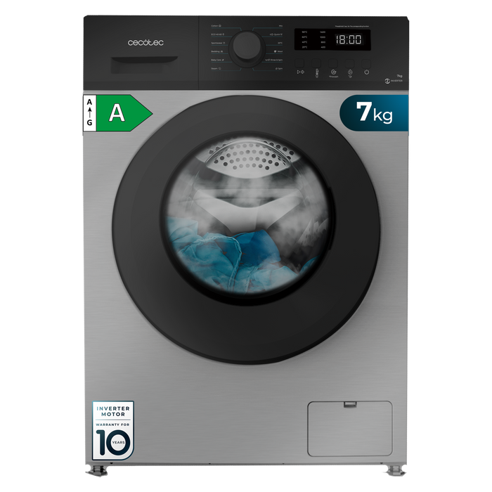 Mașină de spălat rufe Cecotec Bolero DressCode 7150 Inverter Steel A, 7 kg, 1400 rpm, clasa A, 12 programe