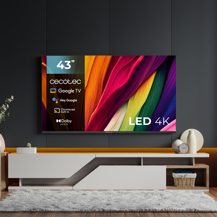 Televizor LED Cecotec A4 series ALU40043, 43", 4K UHD, clasa F, Google TV