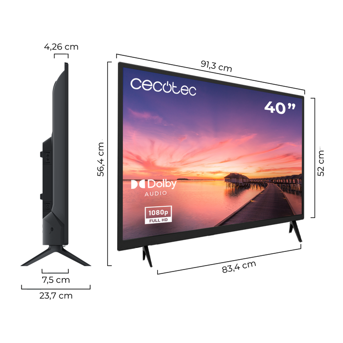 Televizor LED Cecotec 0 series 0040, 40 inchi, Full HD, clasa E