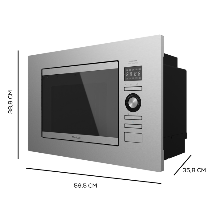 Cuptor cu microunde încorporabil Cecotec GrandHeat 2090 Built-In Steel, 20 l, 800 W, grill 1000 W, inox