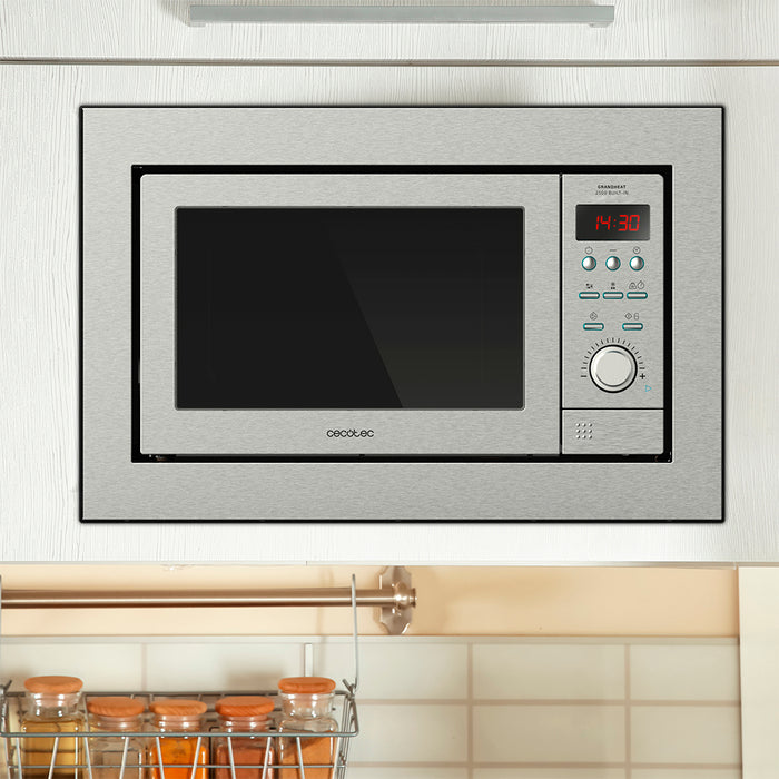 Cuptor cu microunde încorporabil cu grill Cecotec GrandHeat 2500 Built-In Steel, 25 l, 900 W, grill 1000 W, oțel