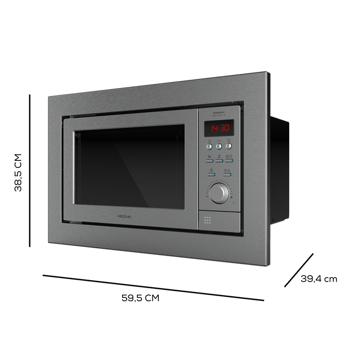 Cuptor cu microunde încorporabil cu grill Cecotec GrandHeat 2500 Built-In Steel, 25 l, 900 W, grill 1000 W, oțel