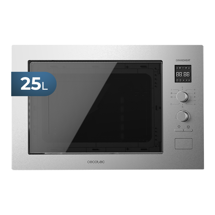Cuptor cu microunde încorporabil cu grill Cecotec Grandheat 2550 Built-In Steel, 25 l, 850 W, grill 1200 W, negru