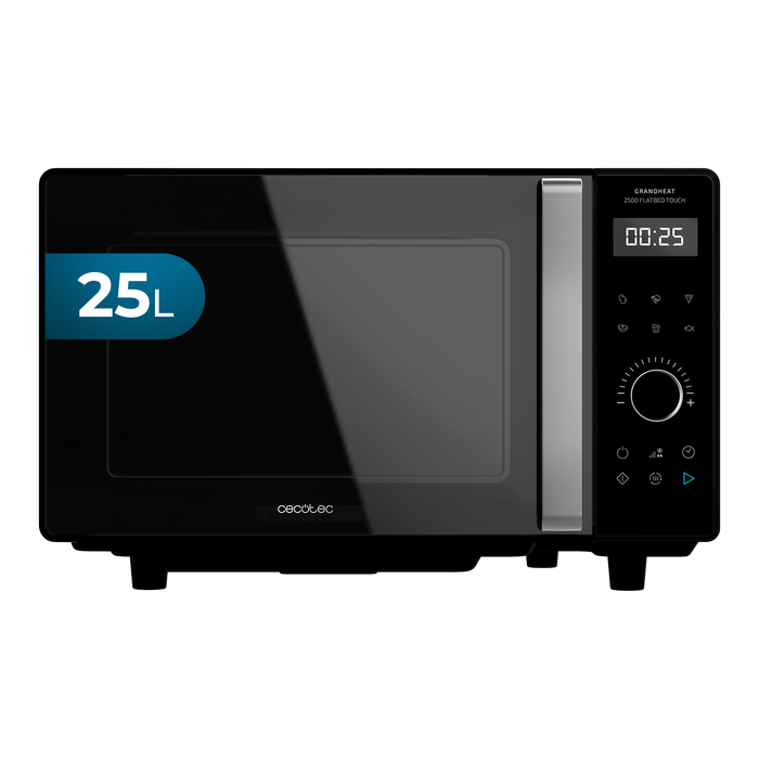 Cuptor cu microunde fără platou Cecotec GrandHeat 2500 Flatbed Touch Black, 25 l, 800 W, 5 trepte, negru