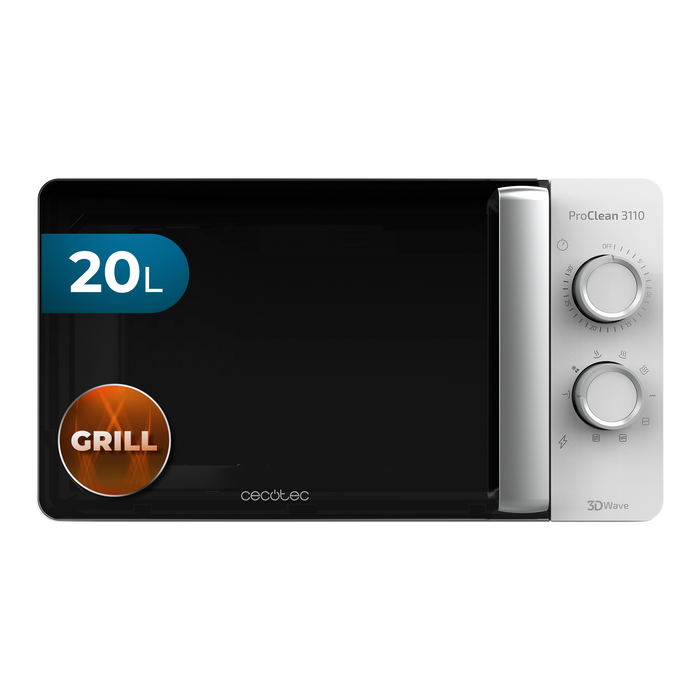 Cuptor cu microunde cu grill Cecotec ProClean 3110, 20 l, 700 W, grill 800 W, argintiu