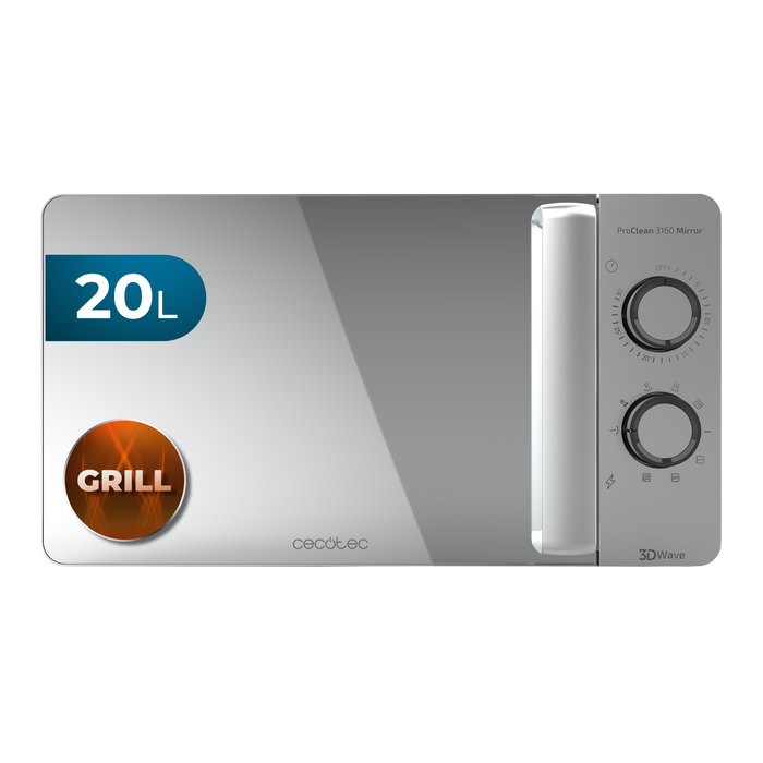 Cuptor cu microunde cu grill Cecotec ProClean 3160 Mirror, 20 l, 700 W, grill 800 W, argintiu