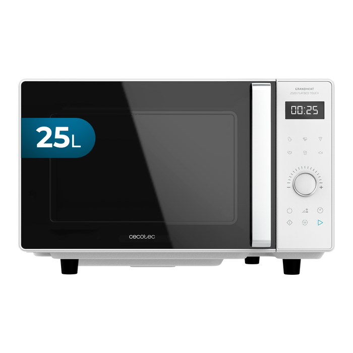 Cuptor cu microunde cu bază plată Cecotec GrandHeat 2500 Flatbed Touch White, 25 l, 800 W, 5 trepte, alb