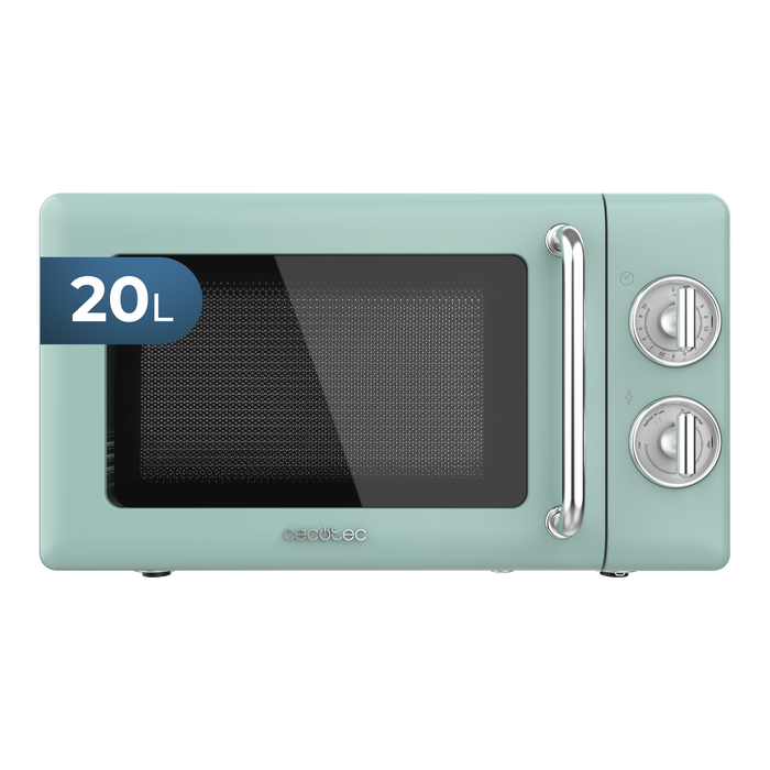 Cuptor cu microunde Cecotec ProClean 3010 Retro Green, 20 l, 700 W, 6 trepte de putere, verde