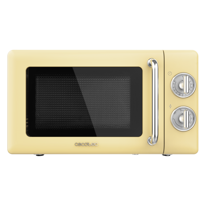 Cuptor cu microunde cu grill Cecotec ProClean 3110 Retro Yellow, 20 l, 700 W, 6 niveluri de putere, galben