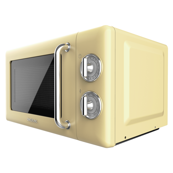 Cuptor cu microunde cu grill Cecotec ProClean 3110 Retro Yellow, 20 l, 700 W, 6 niveluri de putere, galben