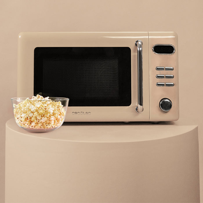 Cuptor cu microunde cu grill Cecotec ProClean 5110 Retro Beige, 20 l, 700 W, 8 programe, bej