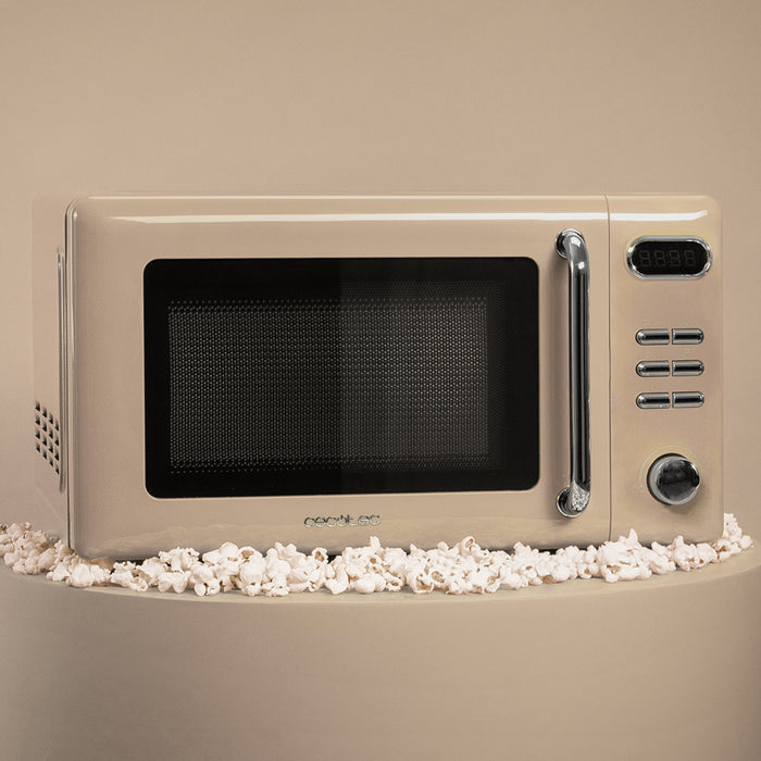 Cuptor cu microunde cu grill Cecotec ProClean 5110 Retro Beige, 20 l, 700 W, 8 programe, bej