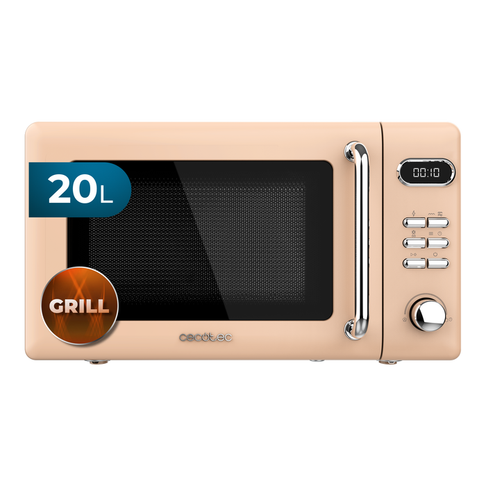 Cuptor cu microunde cu grill Cecotec ProClean 5110 Retro Beige, 20 l, 700 W, 8 programe, bej