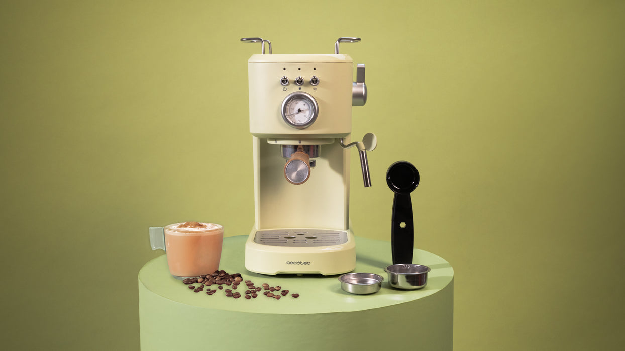 Espressor Cecotec Power Espresso 20 Retro Green, 1100 W, 20 bar, 1,25 l, verde