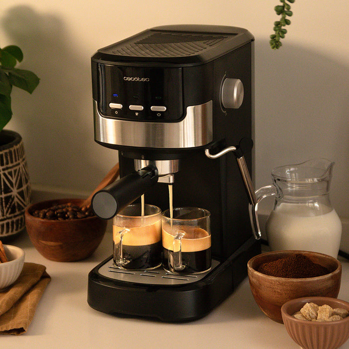 Espressor Cecotec Power Espresso 20 Pecan, 1,25 l, 1100 W, 20 bar, negru