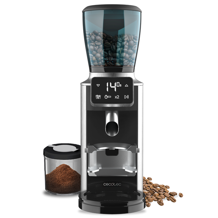 Râșniță electrică de cafea Cecotec SteelMill Touch, 200 W, 30 de trepte, 300 g, inox