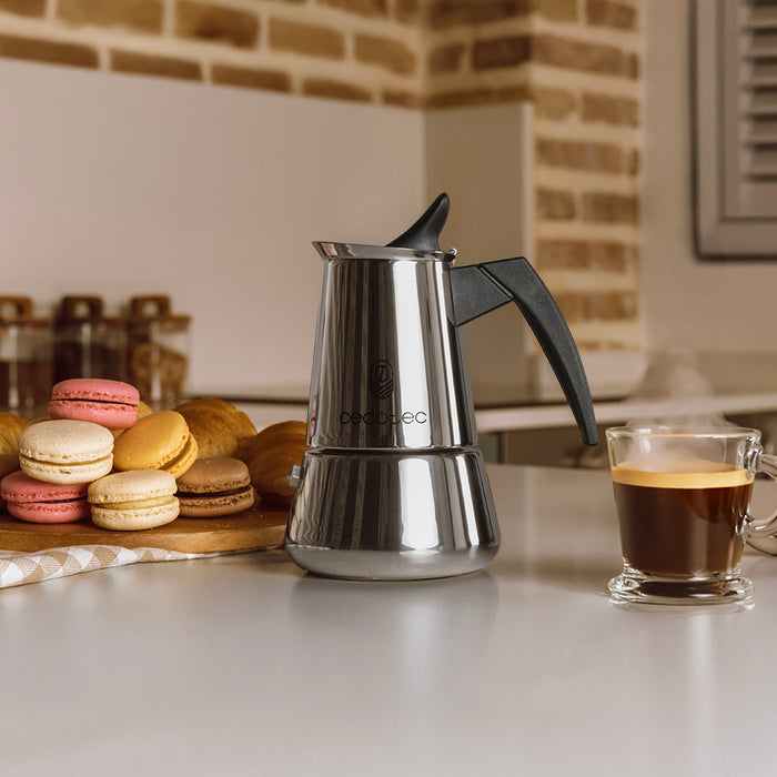 Cafetieră italiană Cecotec Piccolina 200, 100 ml, pentru 2 cești, oțel inoxidabil