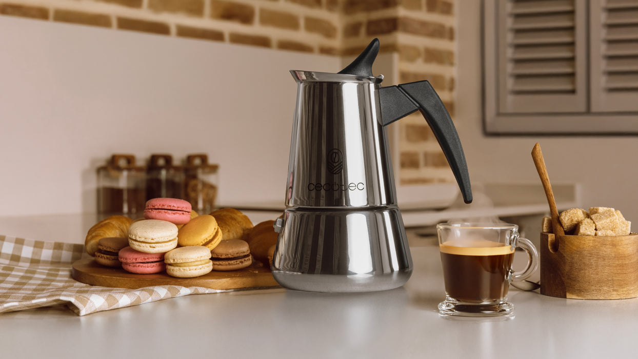 Cafetieră italiană Cecotec Piccolina 600, 300 ml, pentru 6 cești, inox