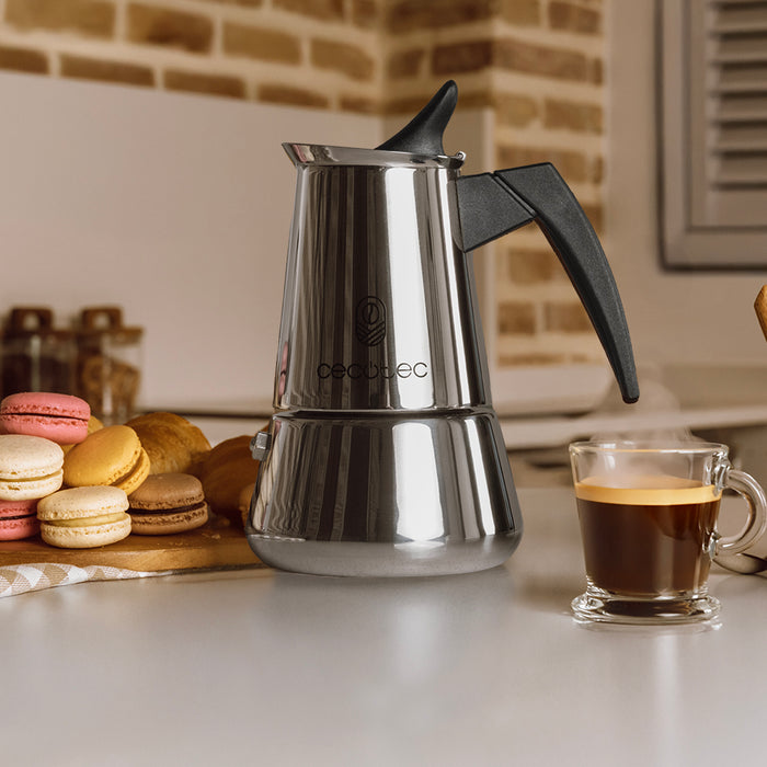 Cafetieră italiană Cecotec Piccolina 600, 300 ml, pentru 6 cești, inox