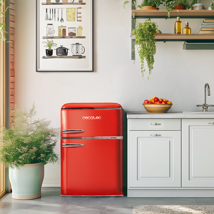Frigider retro cu două uși Cecotec Bolero CoolMarket 2D Origin 86 Red E, 86 l, clasa E, roșu