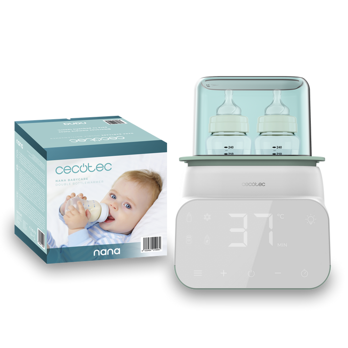 Încălzitor dublu pentru biberoane Cecotec Nana BabyCare Double BottleWarmer, 2 biberoane, 4 moduri, afișaj